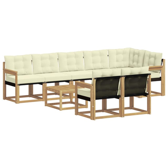 vidaXL Outdoor-Sofagarnitur mit Kissen 9-Tlg Weiß und Creme 3389612