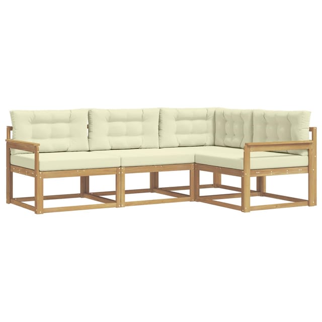 vidaXL Outdoor-Sofagarnitur mit Kissen 3-Tlg Weiß und Creme Polyester 3386364