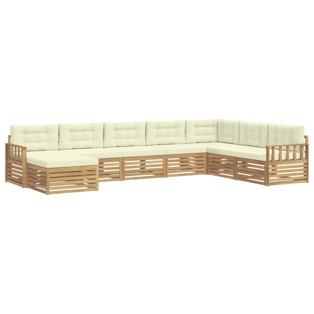 vidaXL Outdoor-Sofagarnitur mit Kissen 8-Tlg Weiß und Creme 3390955