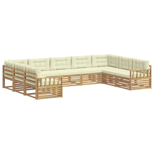 vidaXL Outdoor-Sofagarnitur 9-Tlg Weiß und Creme Massivholz Akazie 3391145
