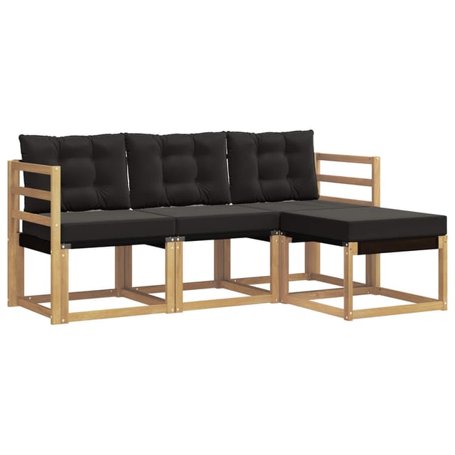 vidaXL Outdoor-Sofagarnitur mit Kissen 4-Tlg Weiß und Schwarz 3389346