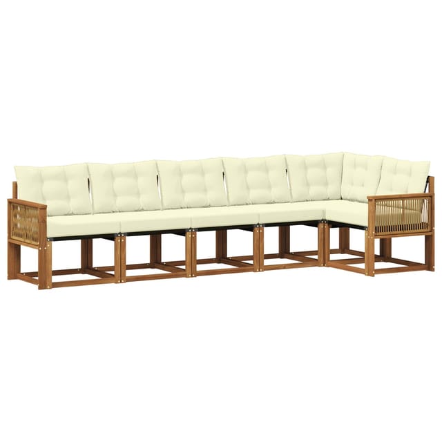 vidaXL Outdoor-Sofagarnitur mit Kissen 6 Stk Natur und Creme 3381986