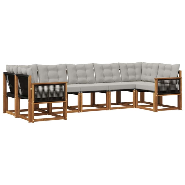 vidaXL Outdoor-Sofagarnitur mit Kissen 7 Stk Natur und Hellgrau 3382191