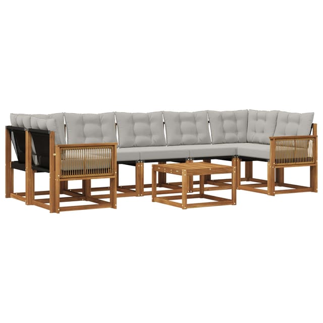 vidaXL Outdoor-Sofagarnitur mit Kissen 8 Stk Natur und Hellgrau 3381843