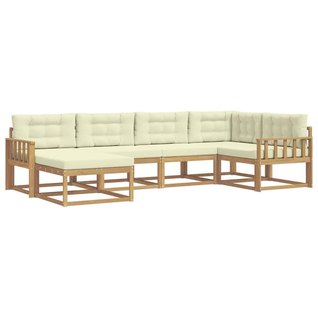 vidaXL Outdoor-Sofagarnitur mit Kissen 5-Tlg Weiß und Creme Polyester 3386684