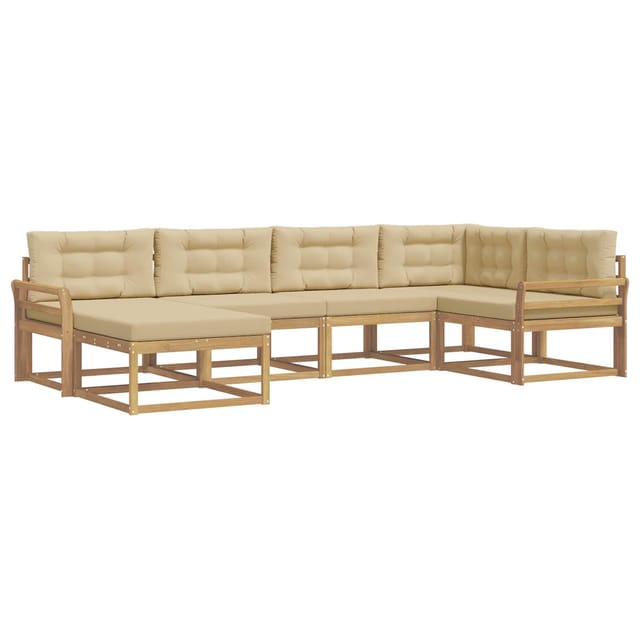 vidaXL Outdoor-Sofagarnitur mit Kissen 5-Tlg Weiß und Beige Polyester 3386692