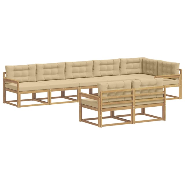 vidaXL Outdoor-Sofagarnitur mit Kissen 6-Tlg Weiß und Beige Polyester 3386612