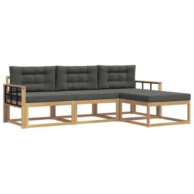 vidaXL Outdoor-Sofagarnitur 4-Tlg Weiß und Anthrazit Polyester 3386281