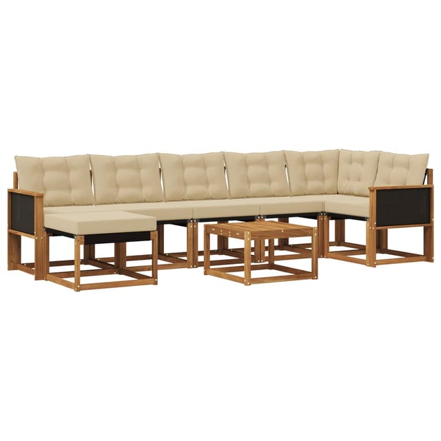 vidaXL Outdoor-Sofagarnitur mit Kissen 8 Stk Natur und Beige 3382105