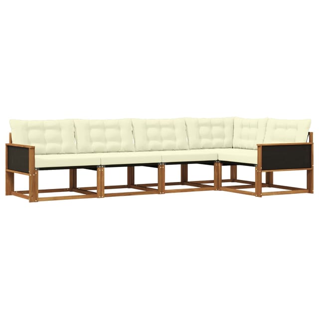 vidaXL Outdoor-Sofagarnitur mit Kissen 5 Stk Natur und Creme 3381414
