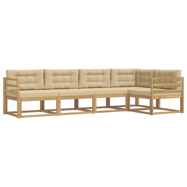 vidaXL Outdoor-Sofagarnitur mit Kissen 4-Tlg Weiß und Beige Polyester 3386432