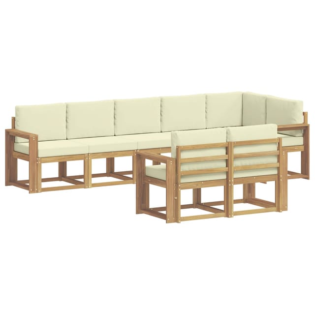 vidaXL Outdoor-Sofagarnitur mit Kissen 8-Tlg Weiß und Creme Polyester 3387809