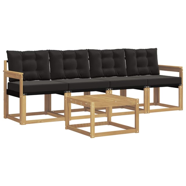 vidaXL Outdoor-Sofagarnitur mit Kissen 5-Tlg Weiß und Schwarz 3389182