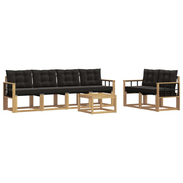 vidaXL Outdoor-Sofagarnitur mit Kissen 7-Tlg Weiß und Schwarz 3389242