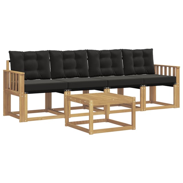 vidaXL Outdoor-Sofagarnitur mit Kissen 5-Tlg Weiß und Schwarz 3389186
