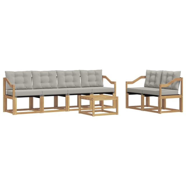 vidaXL Outdoor-Sofagarnitur mit Kissen 7-Tlg Weiß und Hellgrau 3389245