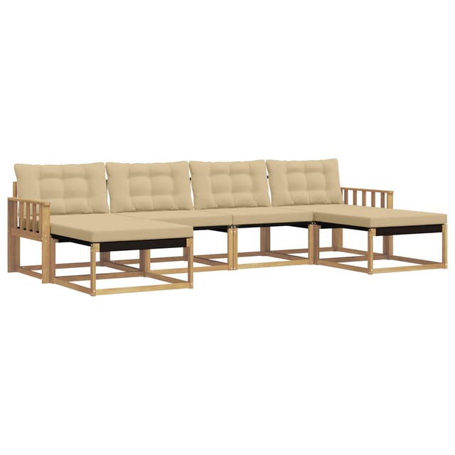 vidaXL Outdoor-Sofagarnitur mit Kissen 6-Tlg Weiß und Beige 3388947