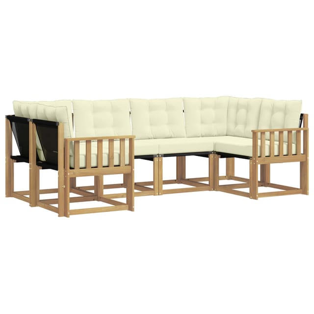 vidaXL Outdoor-Sofagarnitur mit Kissen 6-Tlg Weiß und Creme 3389808