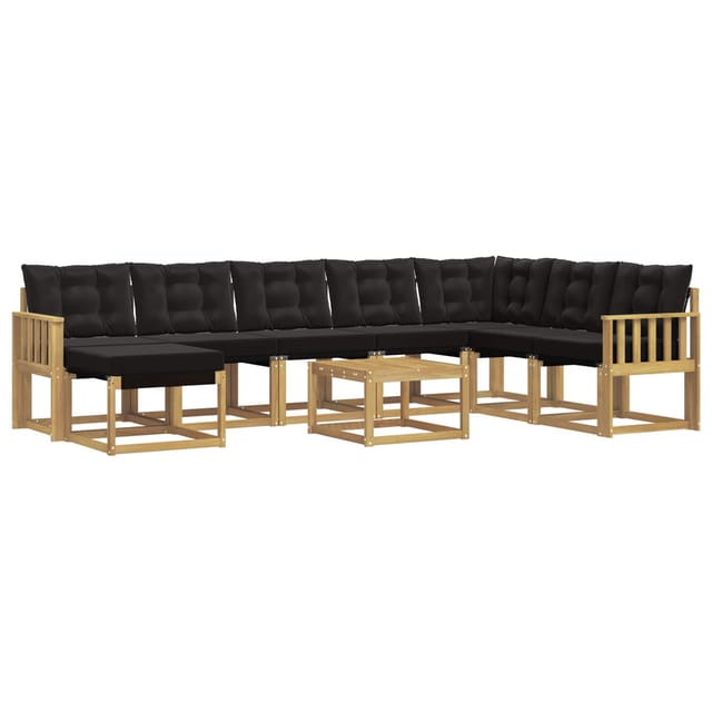 vidaXL Outdoor-Sofagarnitur mit Kissen 9-Tlg Weiß und Schwarz 3389786