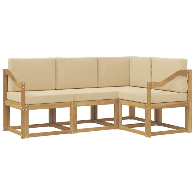 vidaXL Outdoor-Sofagarnitur mit Kissen 4-Tlg Weiß und Beige 3387577