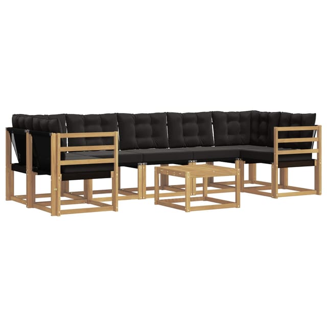 vidaXL Outdoor-Sofagarnitur mit Kissen 8-Tlg Weiß und Schwarz 3389298
