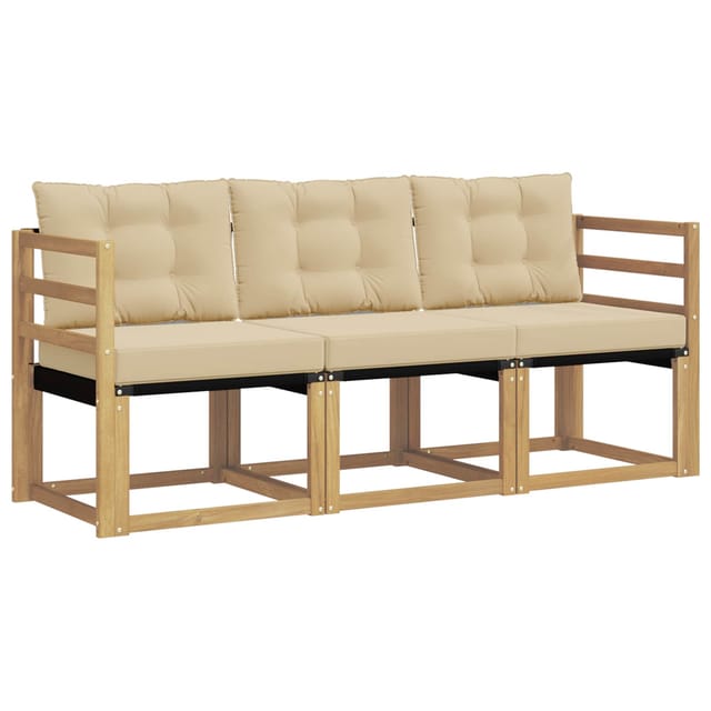 vidaXL Outdoor-Sofagarnitur mit Kissen 3-Tlg Weiß und Beige 3389155