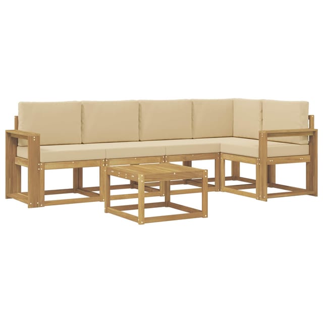 vidaXL Outdoor-Sofagarnitur 6-Tlg Weiß und Beige Massivholz Akazie 3387672