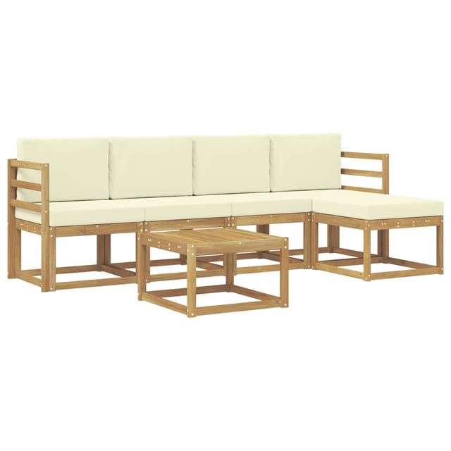 vidaXL Outdoor-Sofagarnitur mit Kissen 6-Tlg Weiß und Creme 3387509