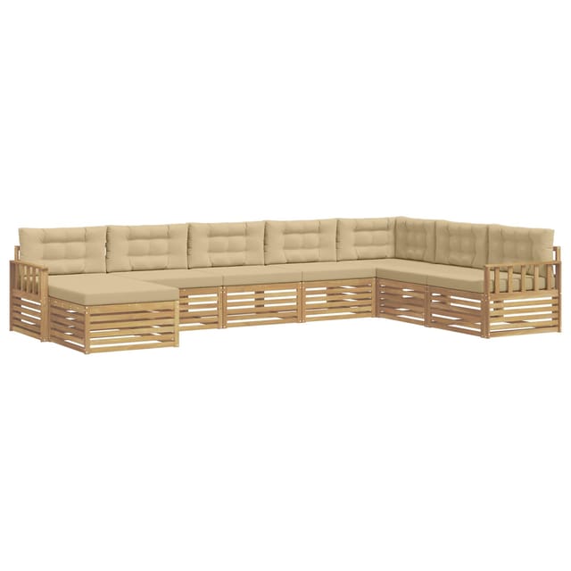 vidaXL Outdoor-Sofagarnitur mit Kissen 8-Tlg Weiß und Beige 3390958