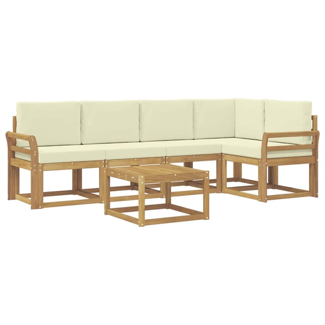 vidaXL Outdoor-Sofagarnitur 6-Tlg Weiß und Creme Massivholz Akazie 3387664