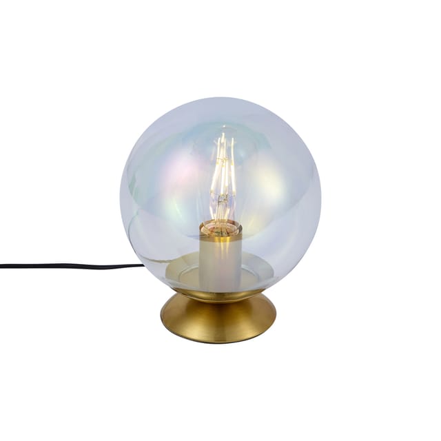 QAZQA Art Deco Tischleuchte Messing mit Rauchglas Regenbogen Pallon