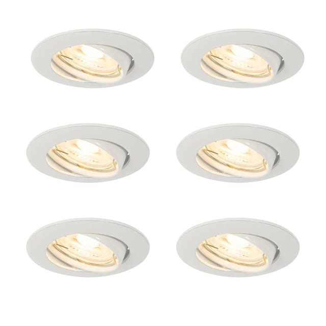 QAZQA Set mit 6 Einbaustrahlern Weiß GU10 35mm Edu
