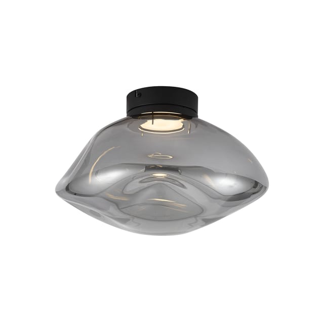 QAZQA Design Deckenleuchte Schwarz mit Rauchglas Gemma