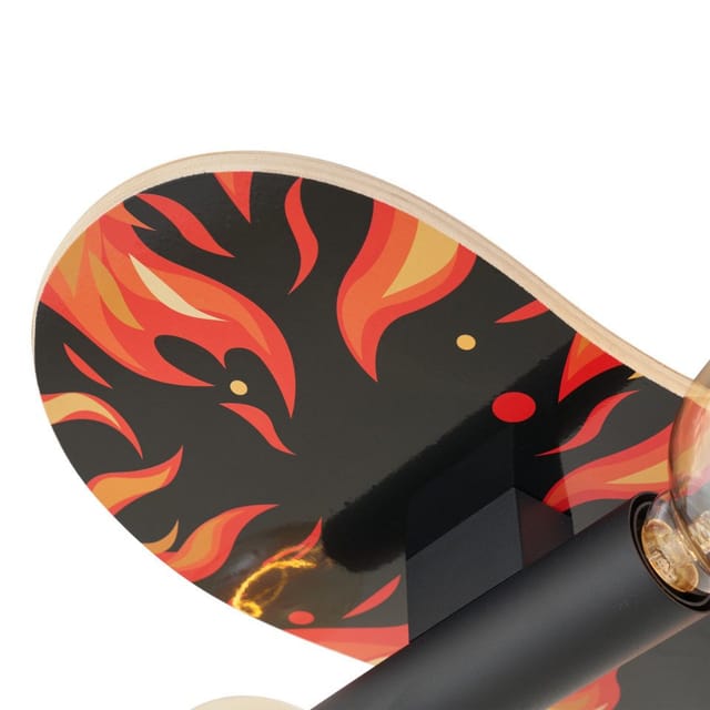 QAZQA Wandleuchte Schwarz mit Rot 80cm Skateboard