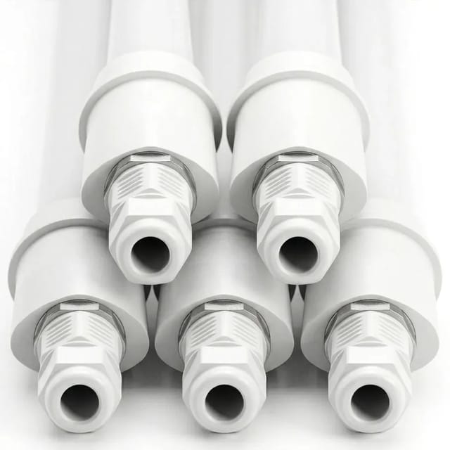 LUXULA 5er- Set LED Feuchtraumleuchte 9W 4000K Neutralweiß 990lm Quick Connector Wannenleuchte 60cm Weiß IP65 IK08 Kellerlampe