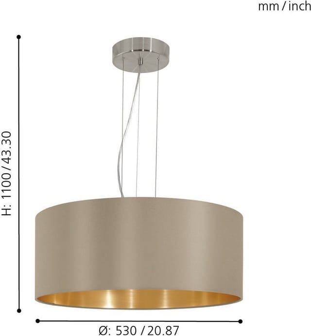 Eglo Pendelleuchte Maserlo 3-flammig Taupe