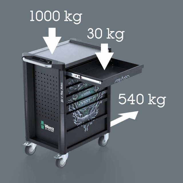 WERA 05150136001 - Tool Rebel Werkstattwagen Stainless 2