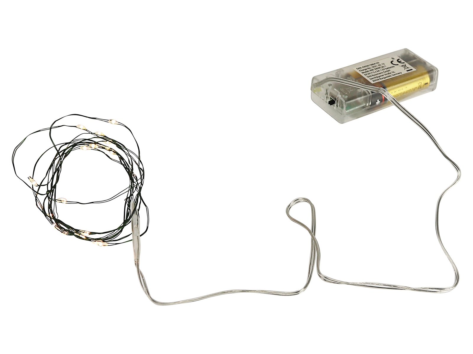 Micro-LED-Lichterkette, Dunkelgrün, 3V, warmweiß, 2,40m