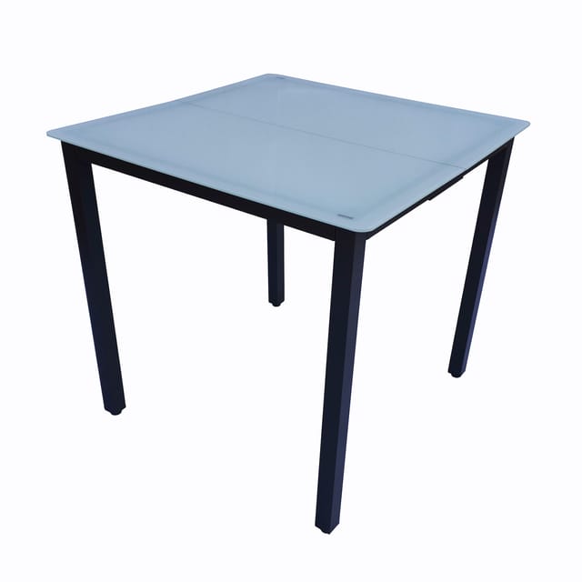 VCM Gartentisch aus Glas und Aluminium Esstisch ca. H. 73 x B. 80 x T. 80 cm Anthrazit Balkontisch Gartenmöbel