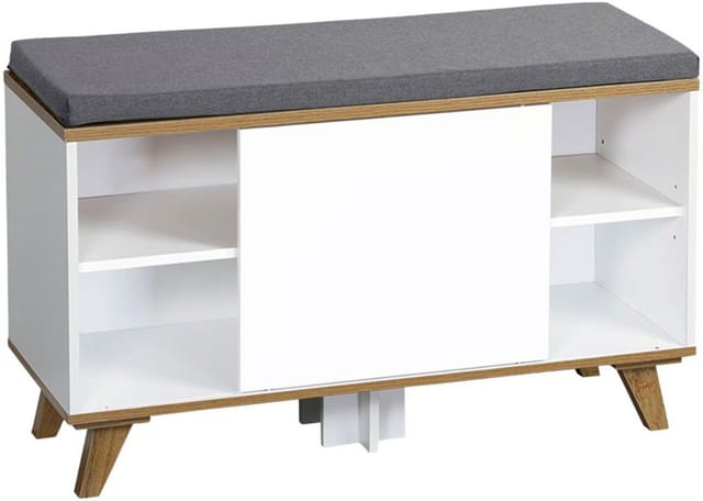 Schuhschrank mit Sitzkissen, weiß