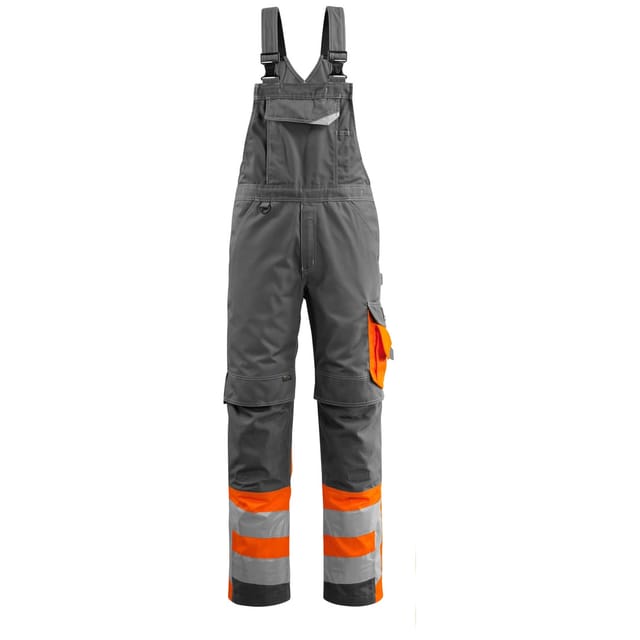Sunderland Latzhose mit Knietaschen - SAFE SUPREME - Dunkelanthrazit/hi-vis Orange, Gr. 82C50