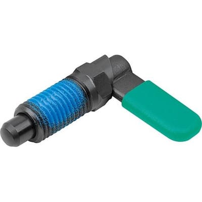 SPERRRIEGEL MIT SECHSKANT, D=4, M10, FORM:CP MIT KAPPE, OHNE MUTTER, STAHL BRÜNIERT, KOMP:THERMOPLAST GRÜN RAL6032