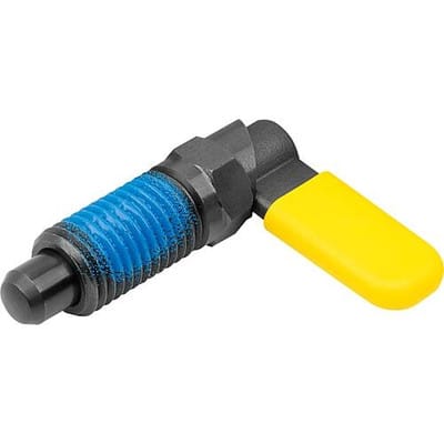 SPERRRIEGEL MIT SECHSKANT, D=6, M10X1, FORM:CP MIT KAPPE, OHNE MUTTER, STAHL BRÜNIERT, KOMP:THERMOPLAST GELB RAL1021