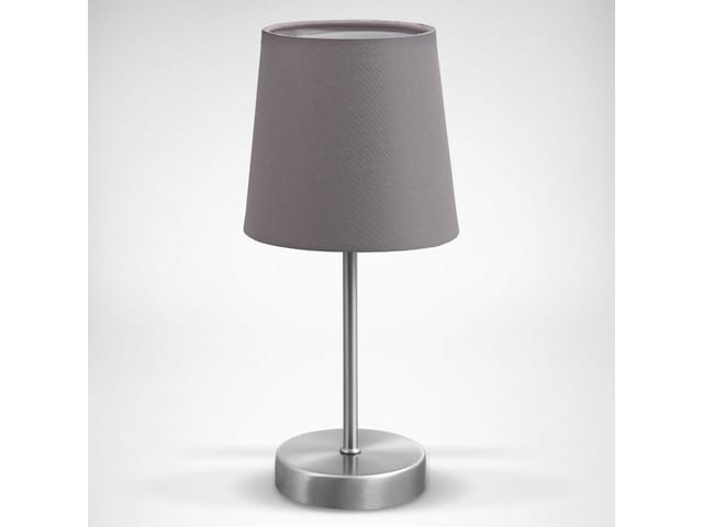 B.K.Licht Tischleuchte, ohne Leuchtmittel, Tischlampe, Stoff, Nachttisch-Leuchte, Wohnzimmerlampe, E14, grau