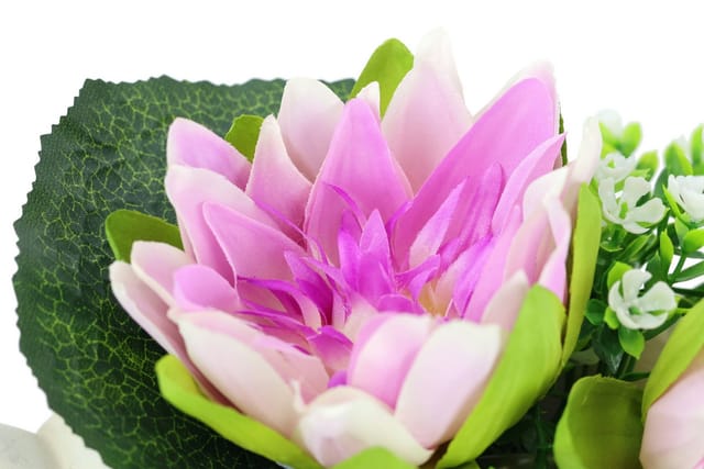 Kunstblume Lotus in Muschel-Topf, I.GE.A., Höhe 17 cm, Künstliche Seerosen-Arrangement in Muschel - Wasserlilien mit Blüten