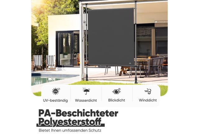 Strattore Balkonsichtschutz Klemmmarkise Senkrechtmarkise höhenverstellbar 100x310 cm - Anthrazit