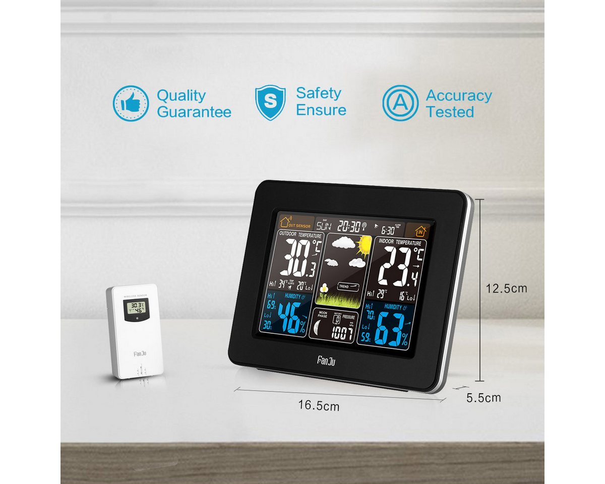 ibettertec Funk Wetterstation mit Farbdisplay inkl. Außensensor, Wettervorhersage Funkwetterstation Bild 2