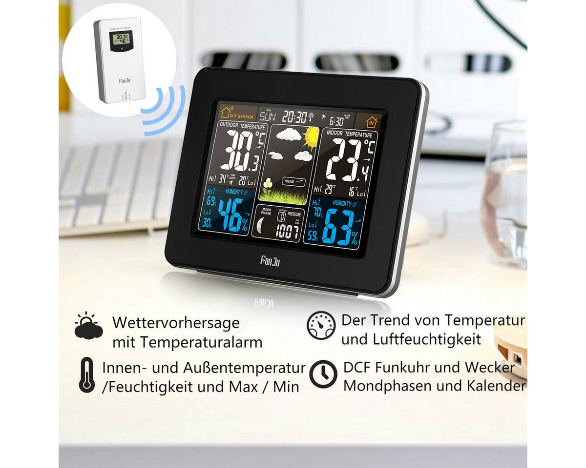 ibettertec Funk Wetterstation mit Farbdisplay inkl. Außensensor, Wettervorhersage Funkwetterstation Bild 5