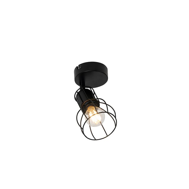 Qazqa Wandleuchte Botu, ohne Leuchtmittel, Warmweiß, QAZQA Wand­leuchte, e14, Schwarz, Stahl, Modern