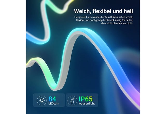 Neewer LED Stripe NS01 3/5m LED Lichtleiste frontbeleuchtet, RGB, Smart AI App Steuerung, Farbwechsel, zuschneidbar Lichterkette für Schlafzimmer Spielzimmer
